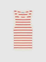%Pto% Sleeveless striped knit top coral front view