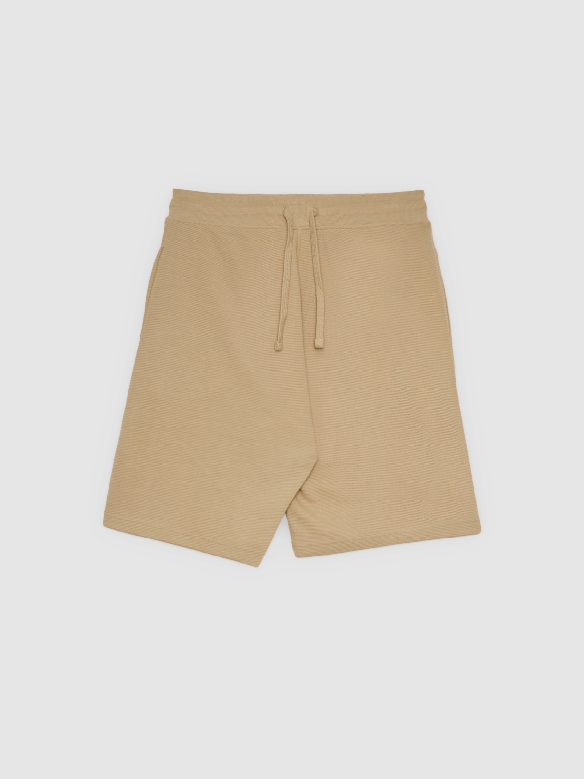 %Pto% Sports fleece Bermuda with drawstrings beige front view