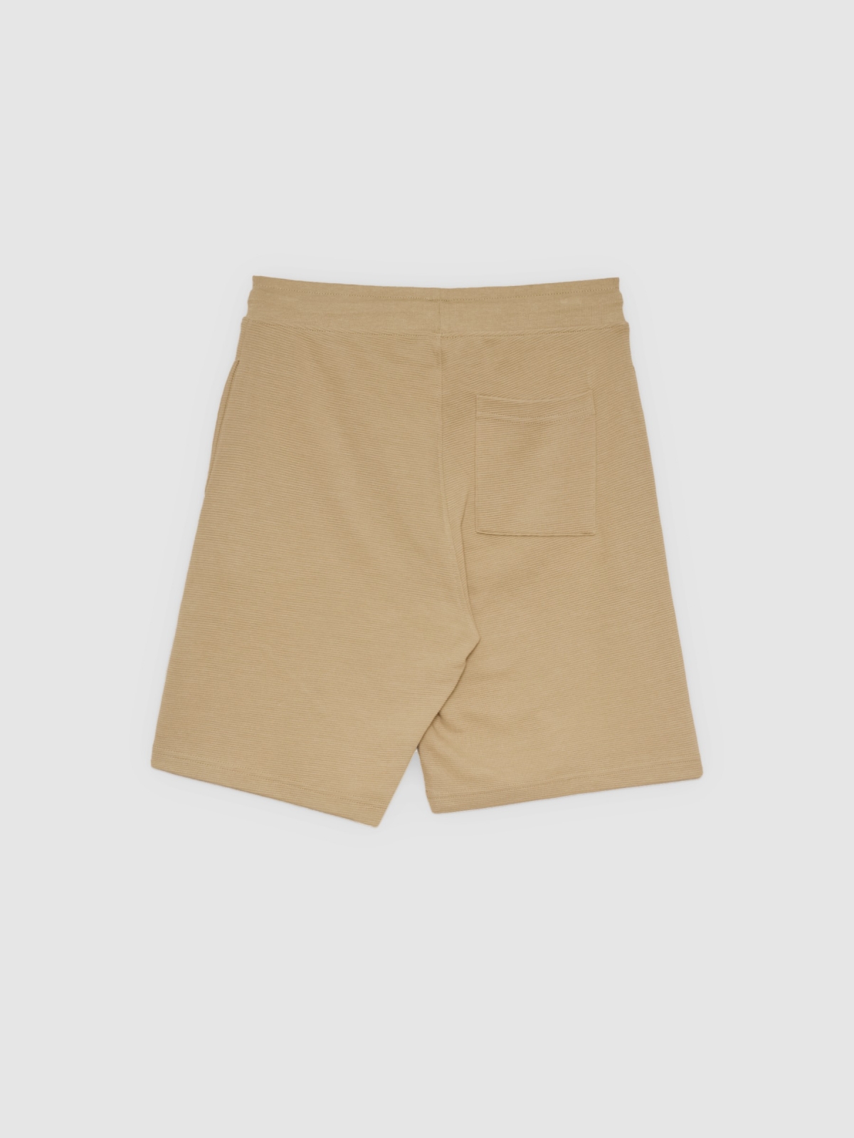 Sports fleece Bermuda with drawstrings beige back view