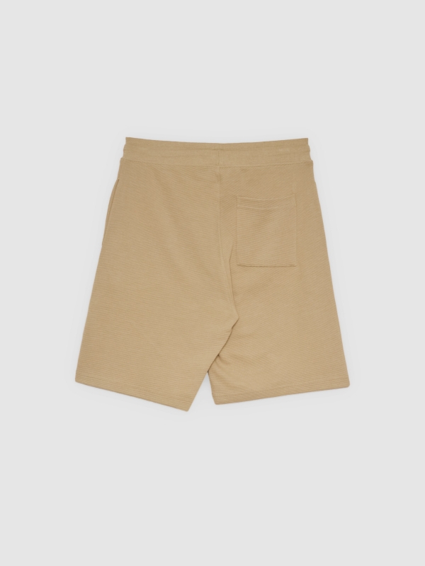 Sports fleece Bermuda with drawstrings beige back view