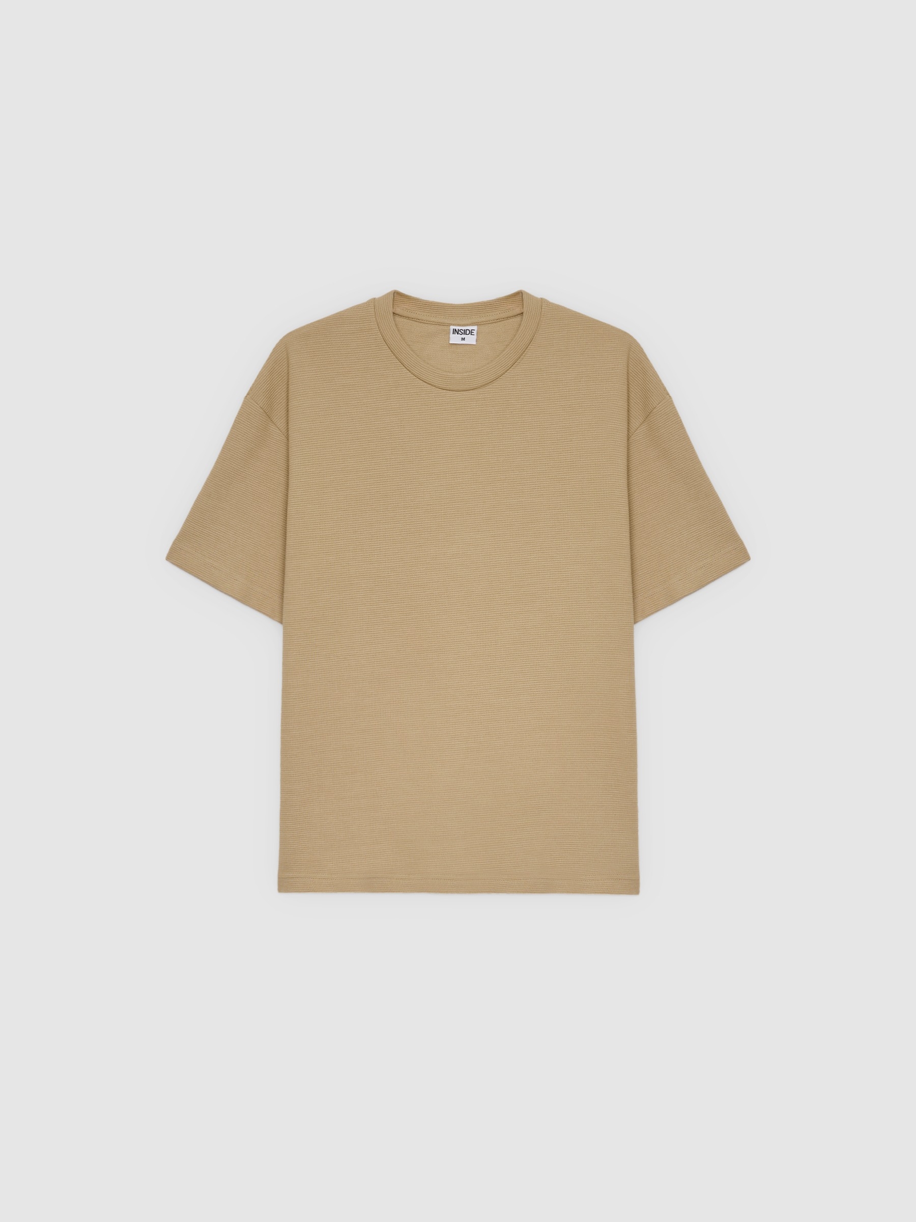 Basic short-sleeve t-shirt beige middle front view