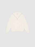 %Pto% Perkins collar zip sweatshirt off white front view
