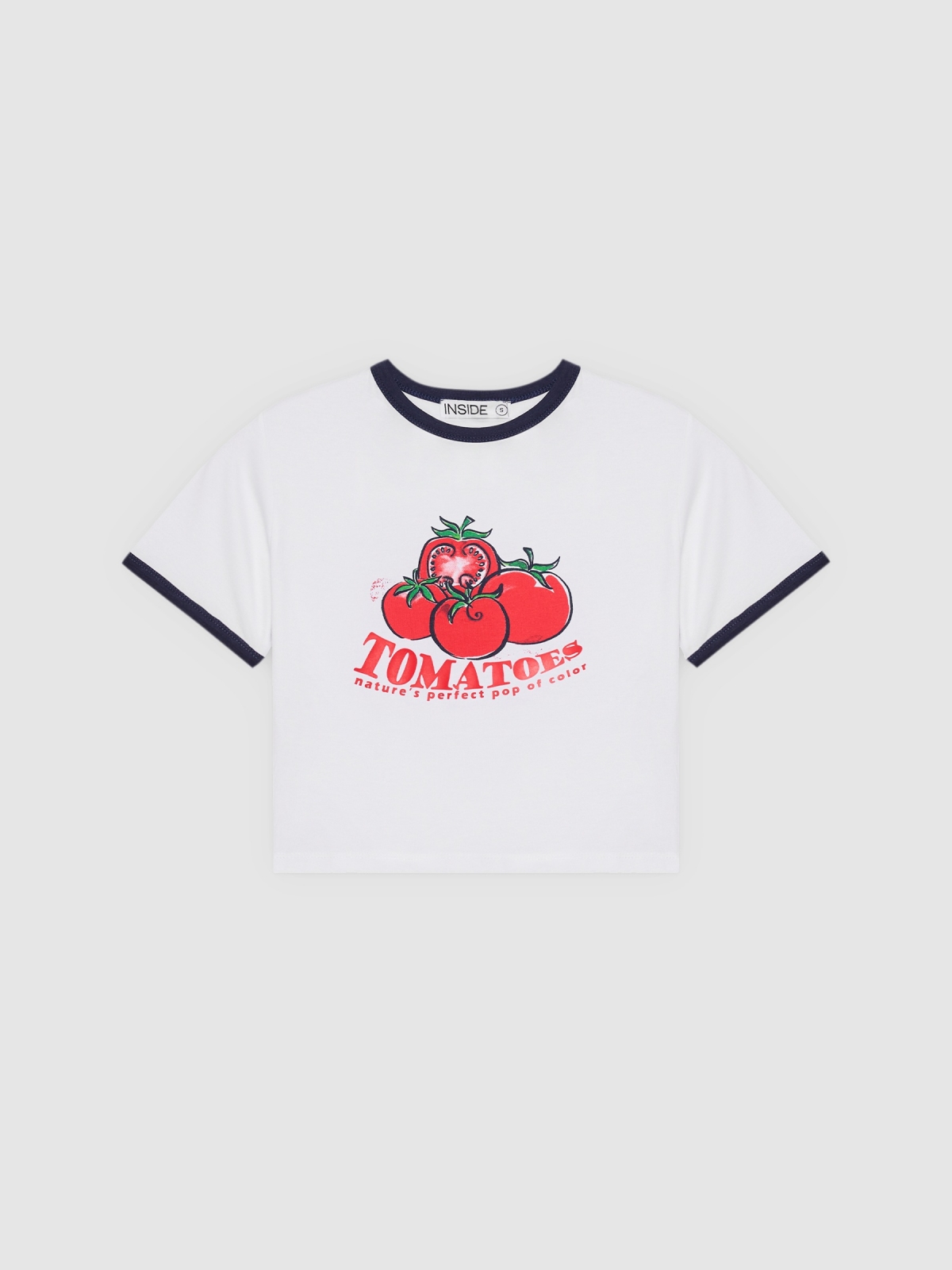 %Pto% Camiseta cropped tomatoes blanco vista frontal