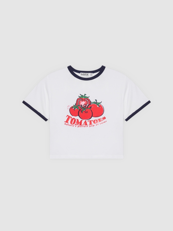  Cropped tomatoes t-shirt white front view