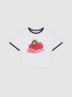 %Pto% Camiseta cropped tomatoes blanco vista frontal
