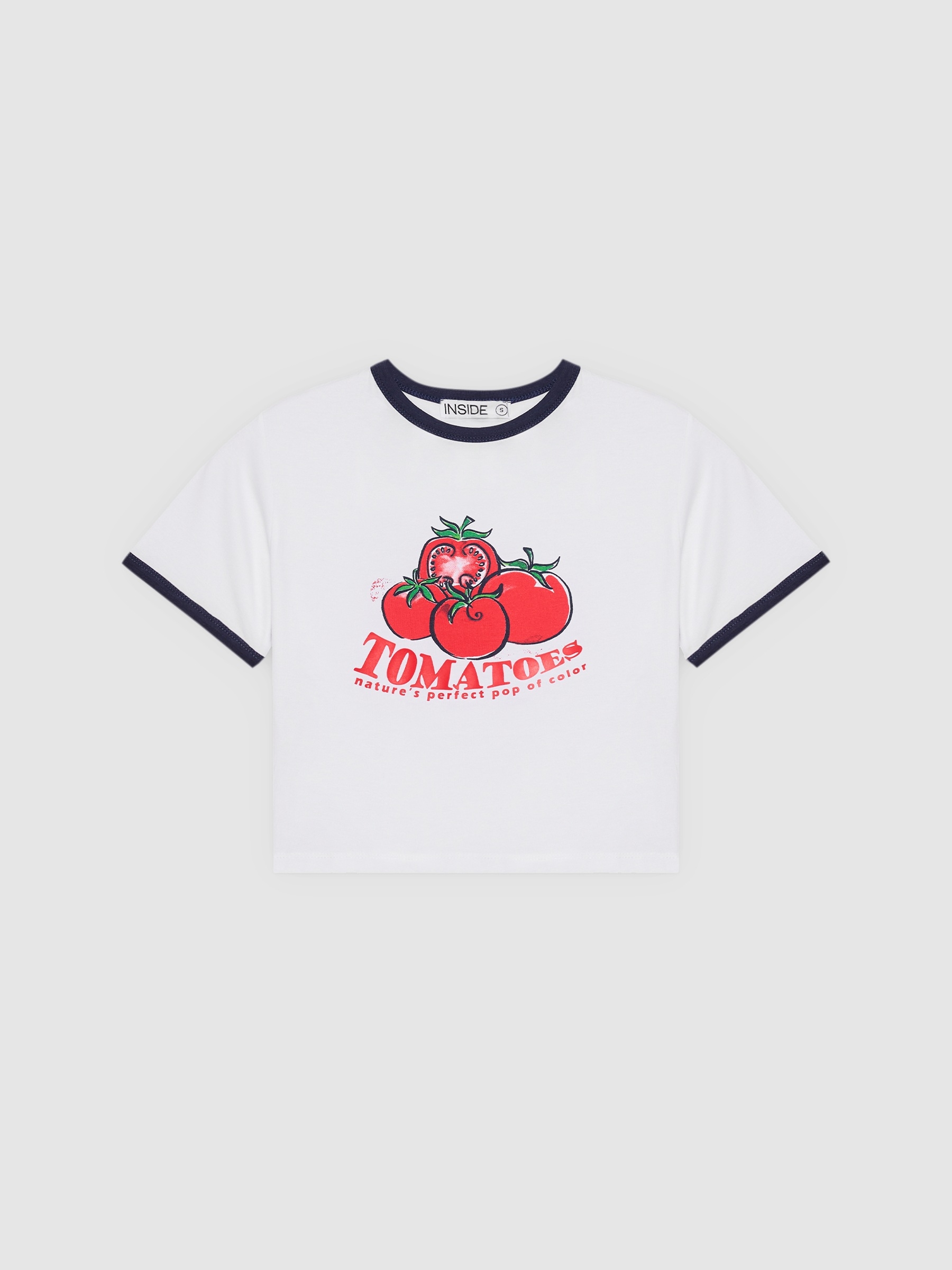  Camiseta cropped tomatoes blanco vista frontal