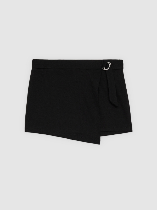  Calça saia fivela metálica preto vista frontal