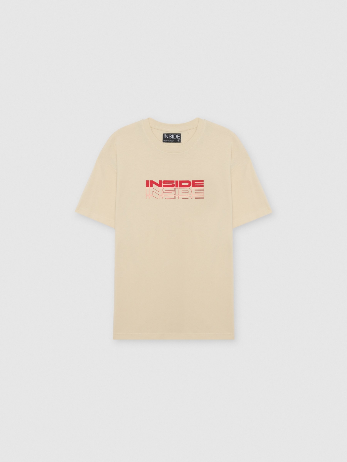 %Pto% Inside logo t-shirt sand front view