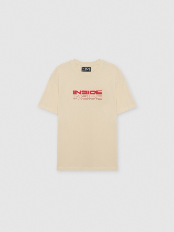  Inside logo t-shirt sand front view