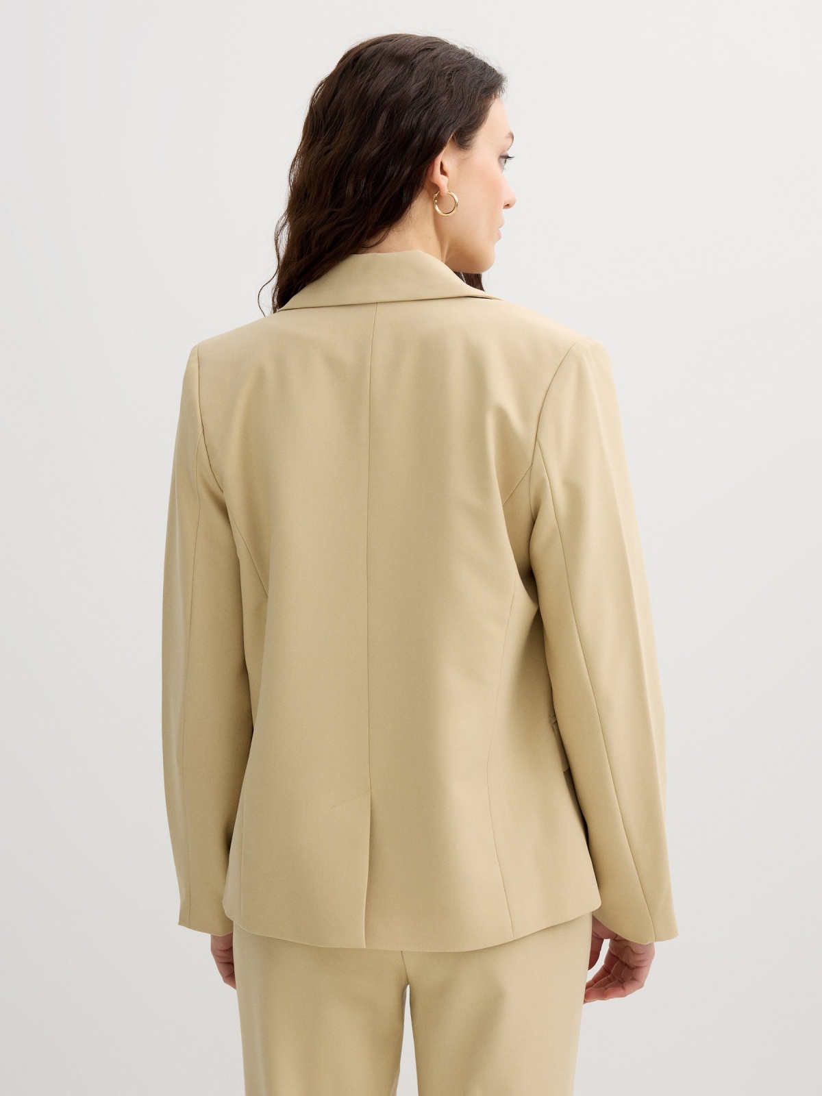 Blazer with shoulder pads sand middle back view