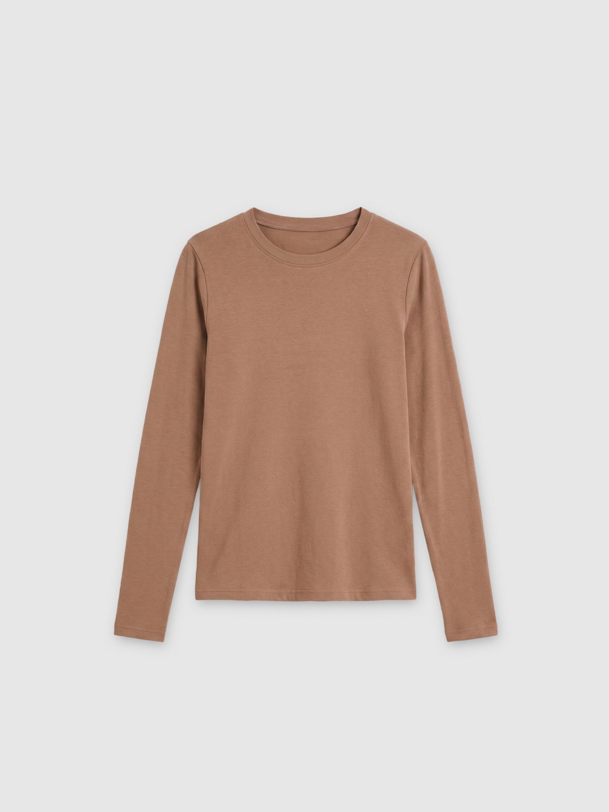 %Pto% Basic long-sleeve bodysuit light brown front view