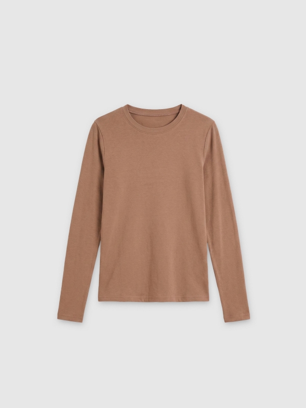  Basic long-sleeve bodysuit light brown front view