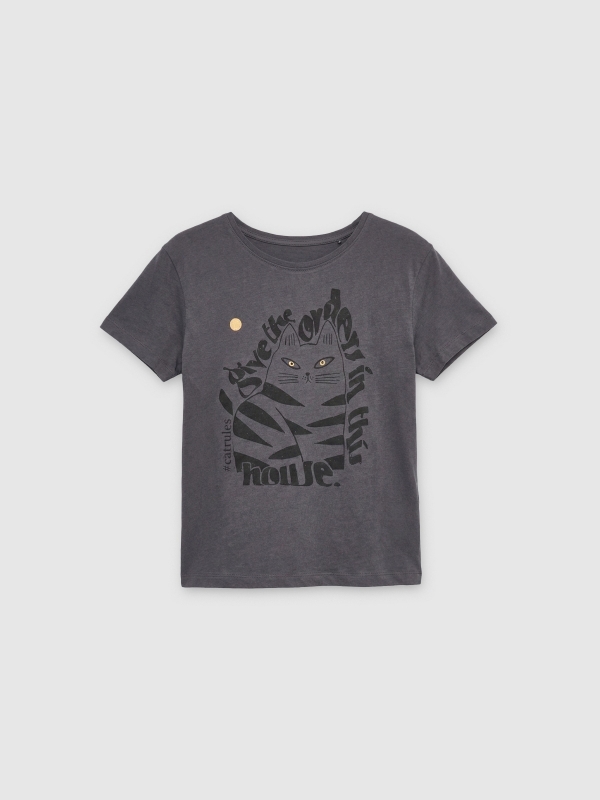  T-shirt order in this house dark grey front view