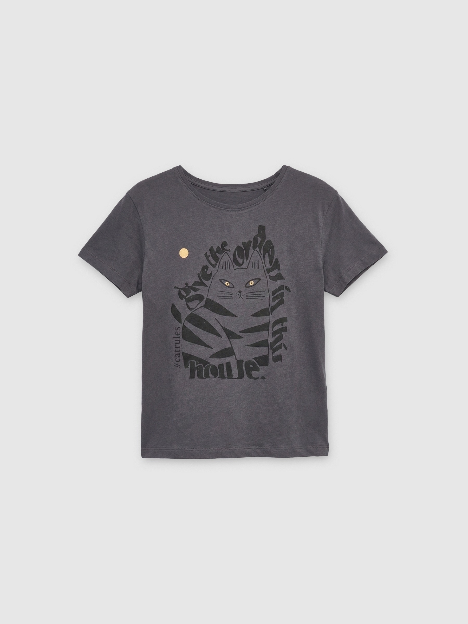 T-shirt order in this house dark grey middle front view