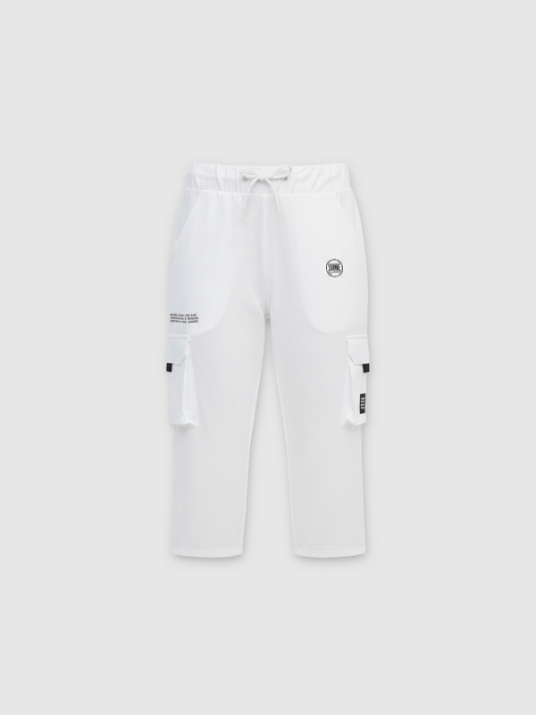  Pantalón jogger con bolsillos blanco vista frontal