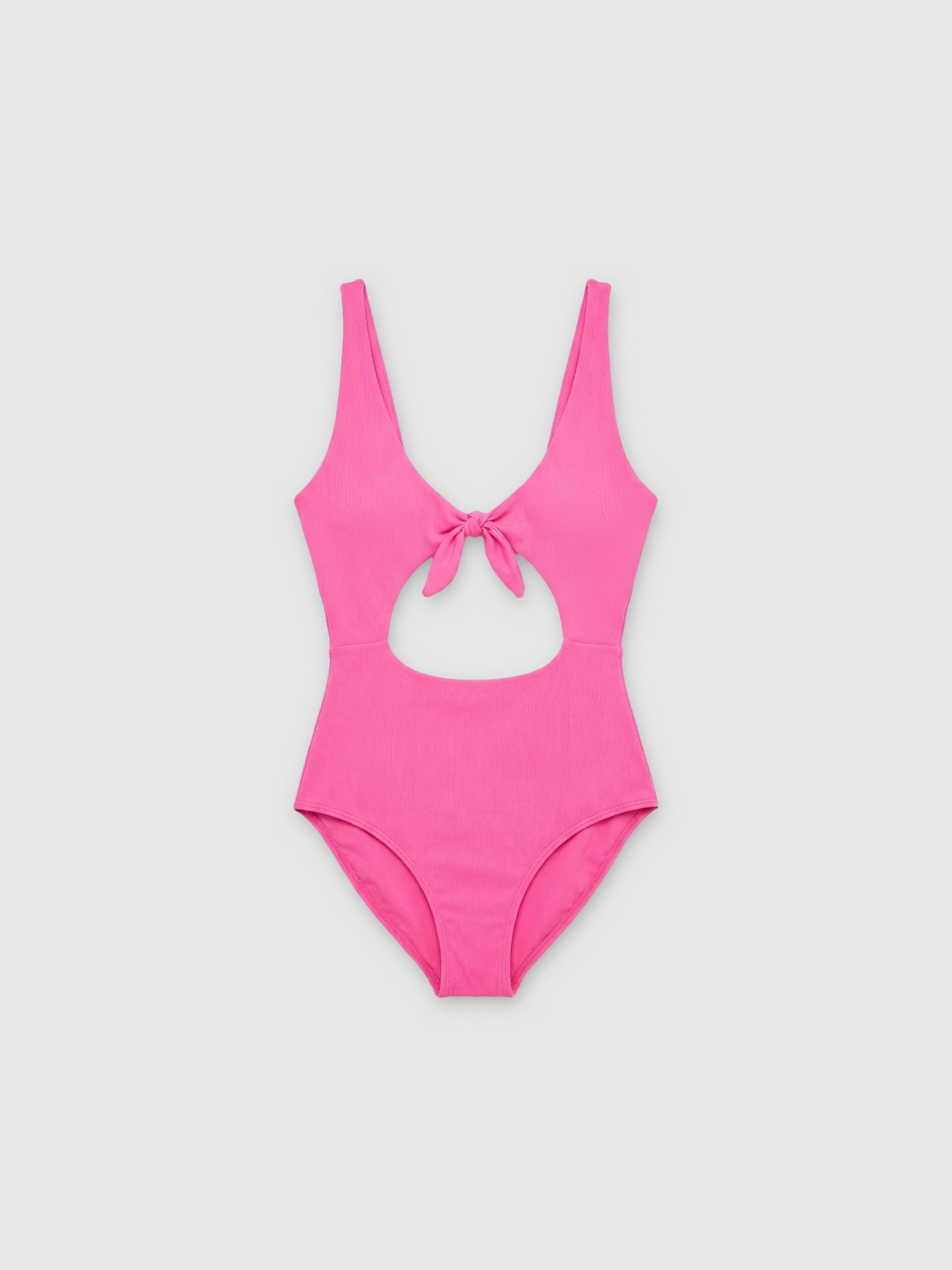 %Pto% Cut out swimsuit with knots pink front view