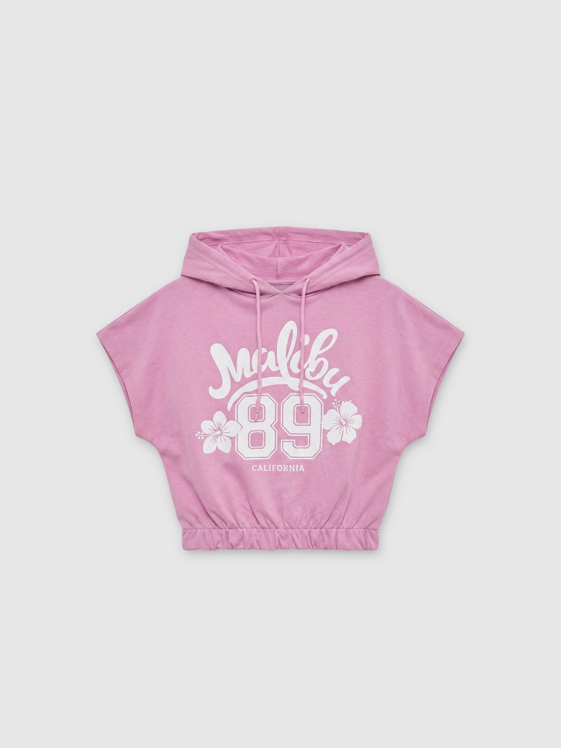 Malibu hooded t-shirt magenta middle front view