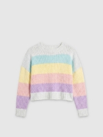%Pto% Striped chenille sweater multicolor front view