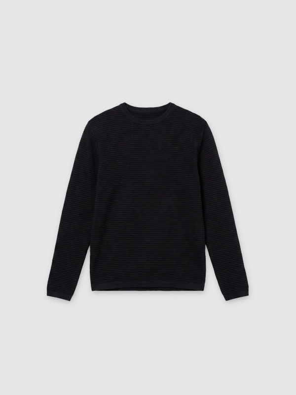  Basic ribbed sweater black front view