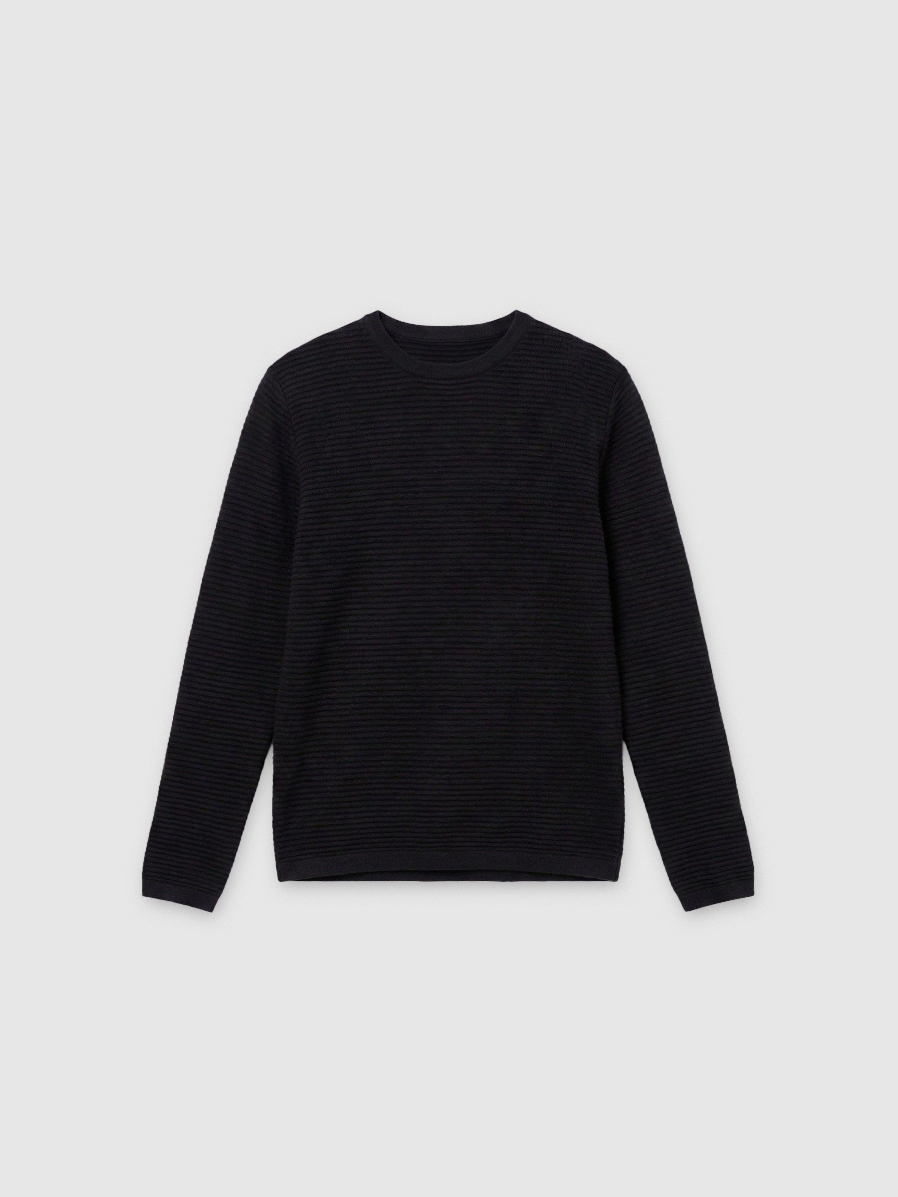 Basic ribbed sweater black middle front view
