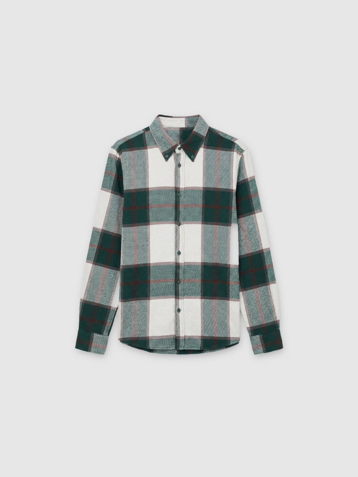 %Pto% Checked flannel shirt beige front view