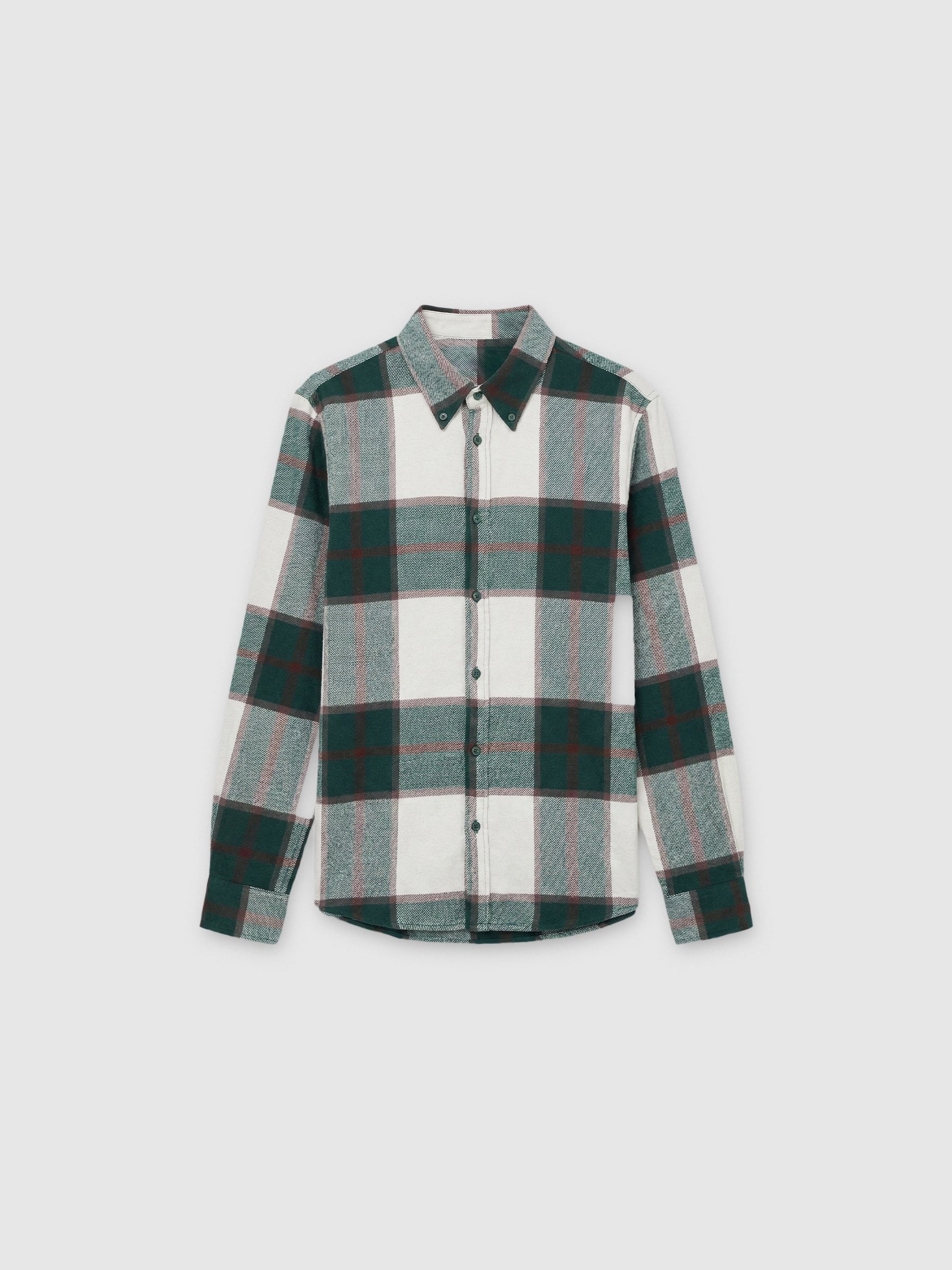 Camisa cuadros de franela beige vista media frontal