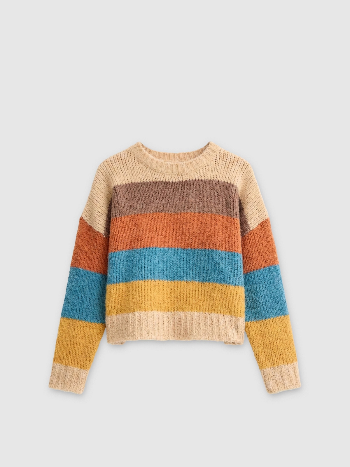 %Pto% Striped chenille sweater multicolor front view