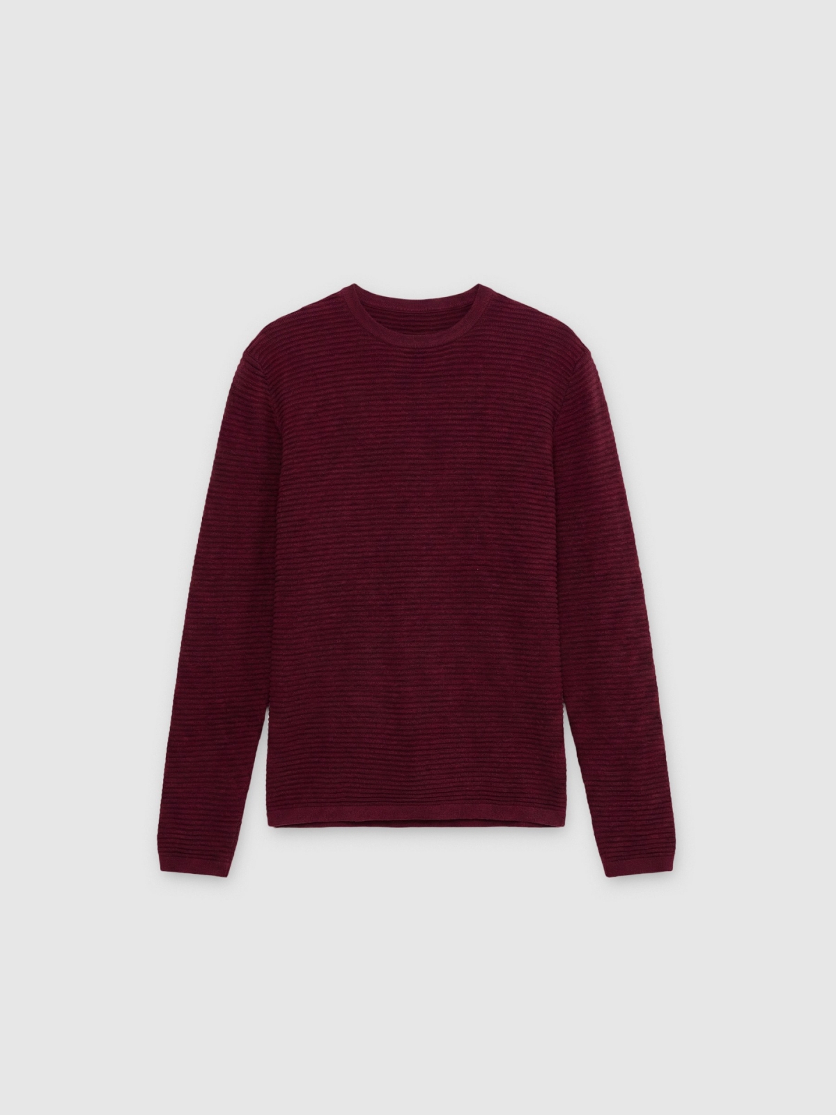 %Pto% Basic ribbed sweater burgundy front view