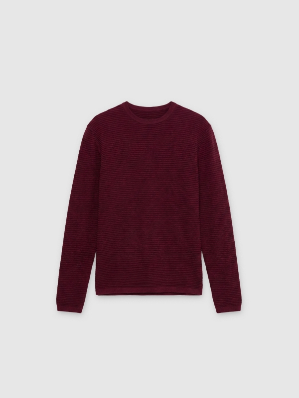  Basic ribbed sweater burgundy front view