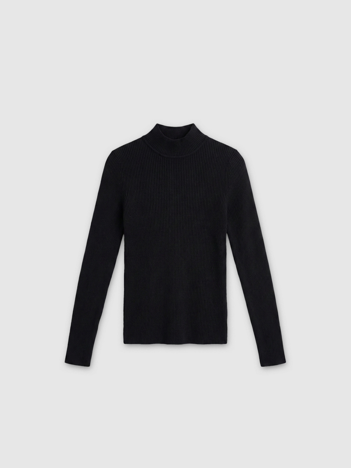 %Pto% Camisola preta com gola rulê preto vista frontal