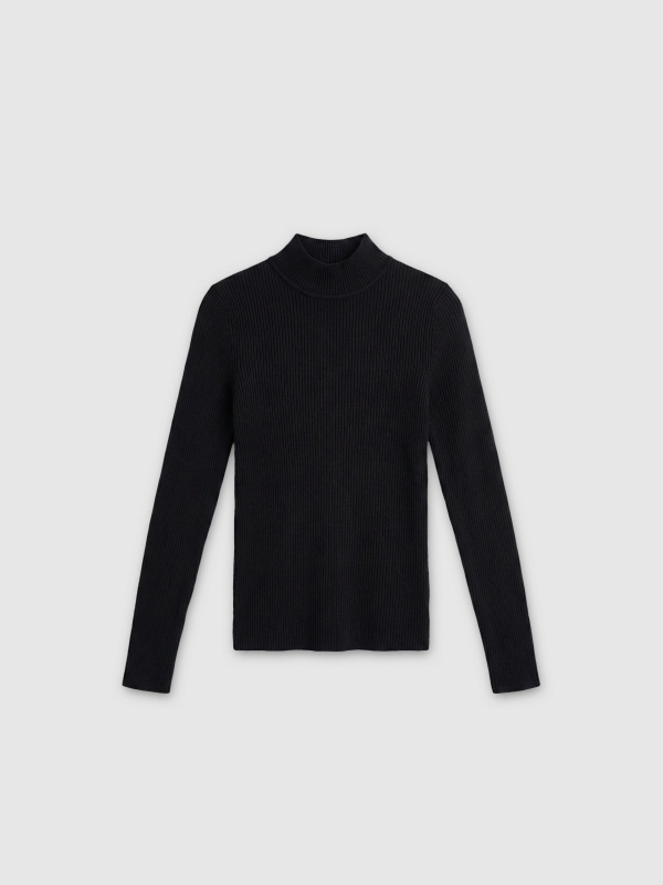  Camisola preta com gola rulê preto vista frontal