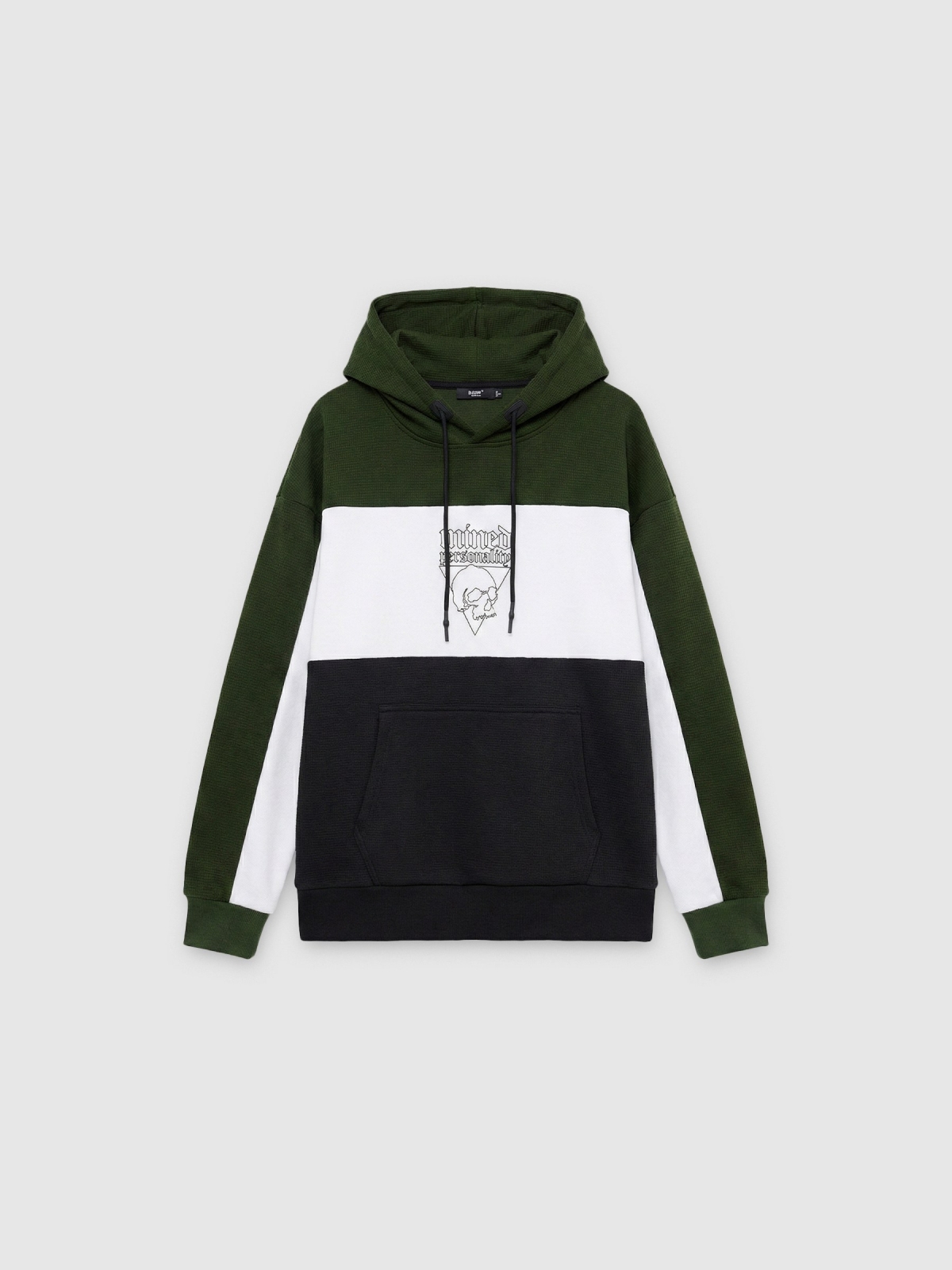%Pto% Oversize sweatshirt with green hood black front view