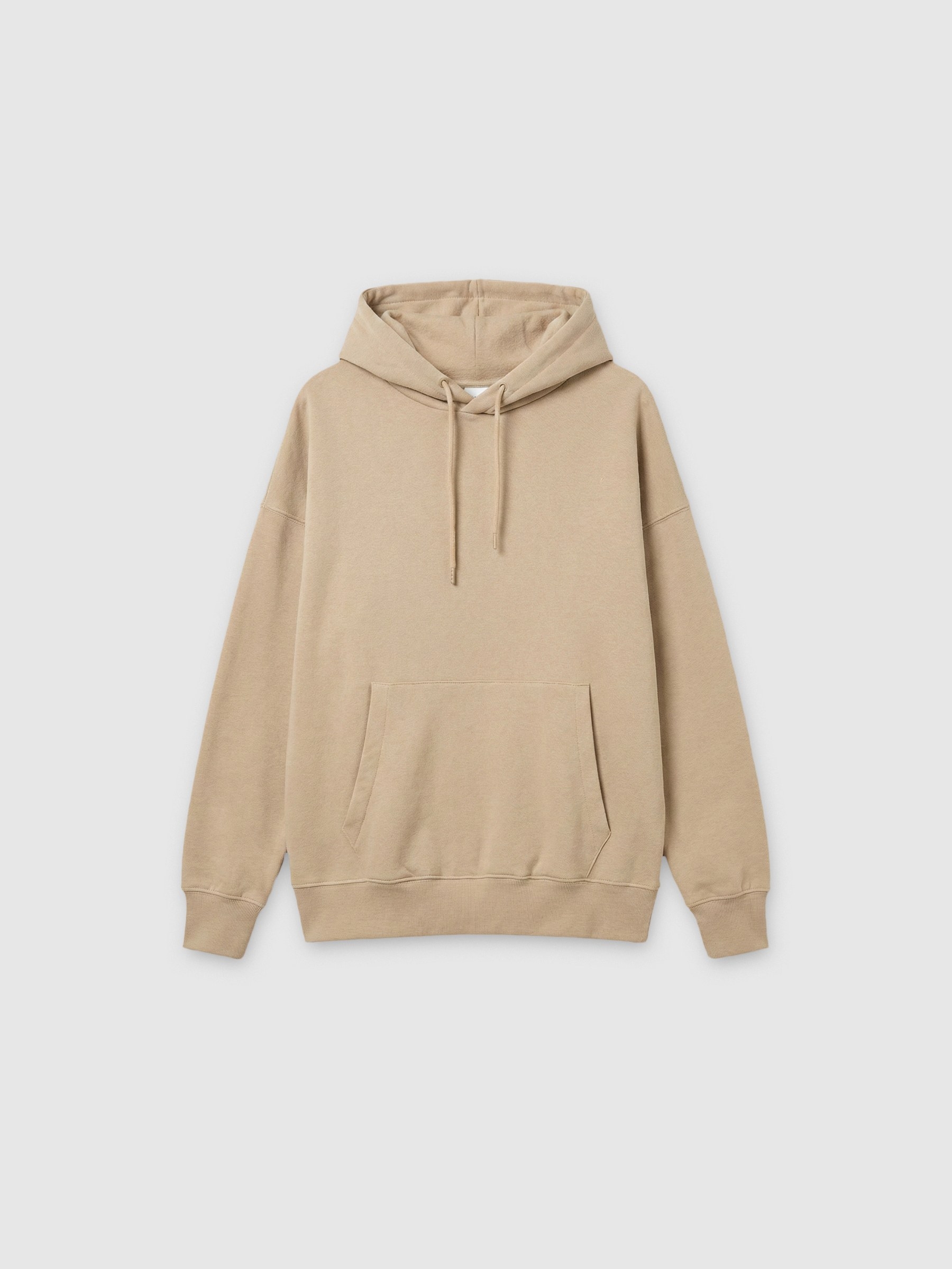 Sudadera básica con capucha arena vista media frontal