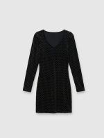 %Pto% Vestido mini terciopelo negro con brillo negro vista frontal