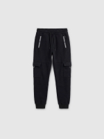 %Pto% Pantalón jogger deportivo negro multibolsillos negro vista frontal