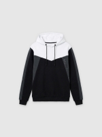 %Pto% Sudadera con capucha colour block negro vista frontal