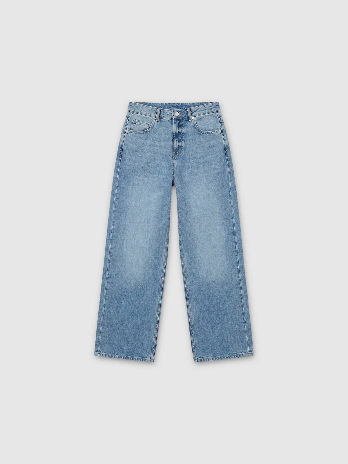 %Pto% Jeans wide leg tiro alto azul vista frontal