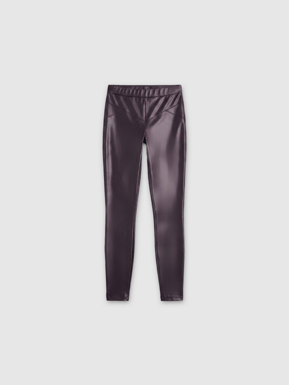 %Pto% Leggings de couro falso marrom vista frontal