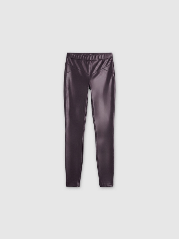  Faux leather leggings brown front view