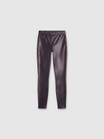 %Pto% Faux leather leggings brown front view
