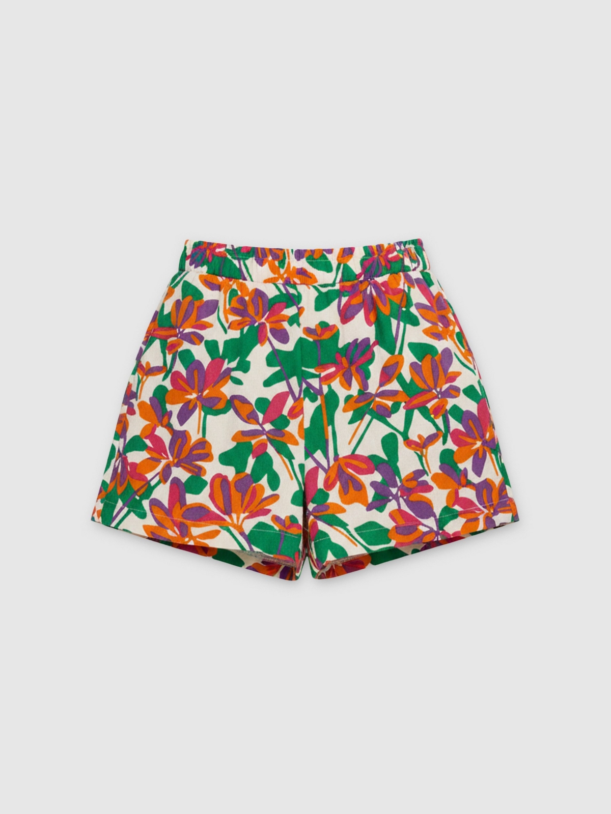 %Pto% Floral fluid shorts multicolor front view