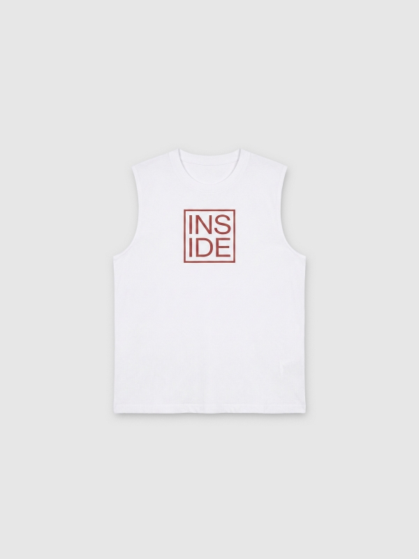  Sleeveless logo shirt white front view