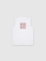 %Pto% Sleeveless logo shirt white front view