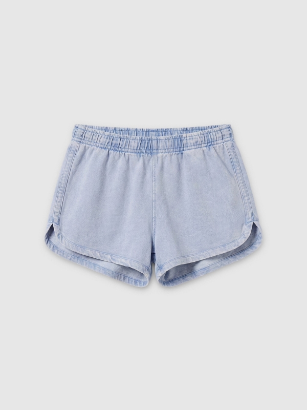  High-waisted fleece shorts blue front view