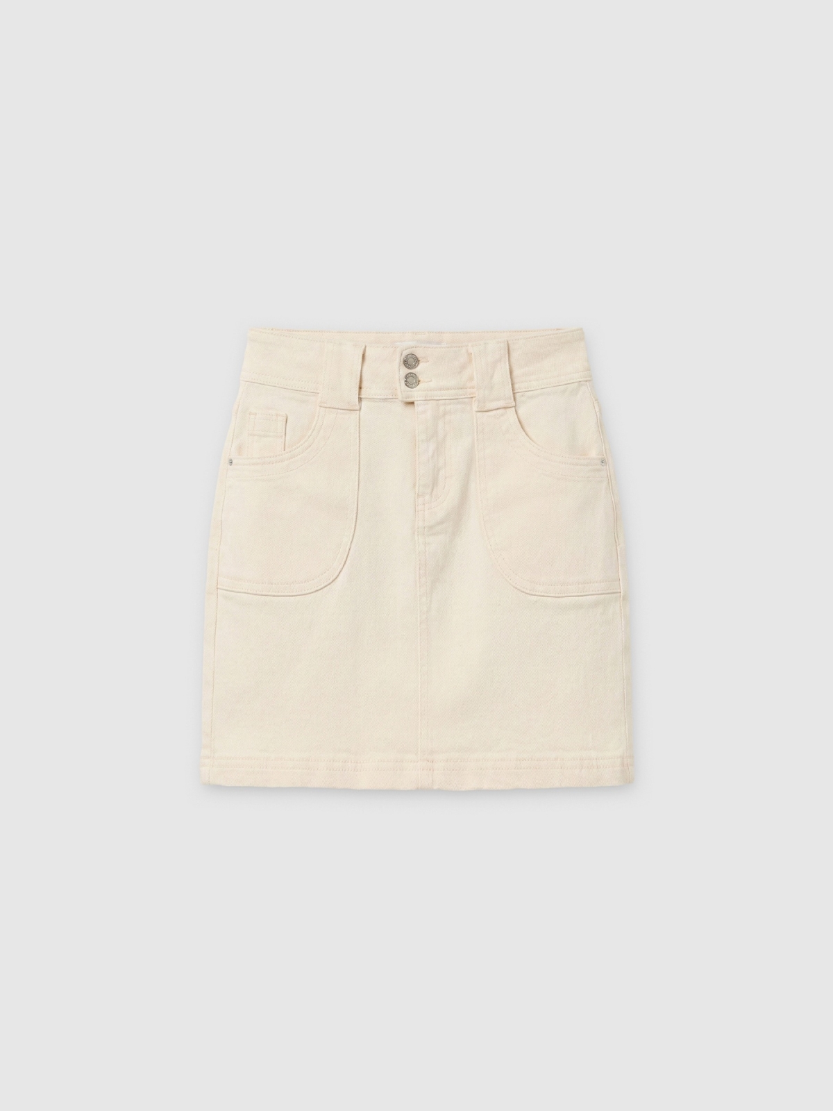 %Pto% Saia mini ajustada bege vista frontal