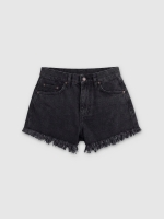 %Pto% Shorts denim desflecado negro vista frontal