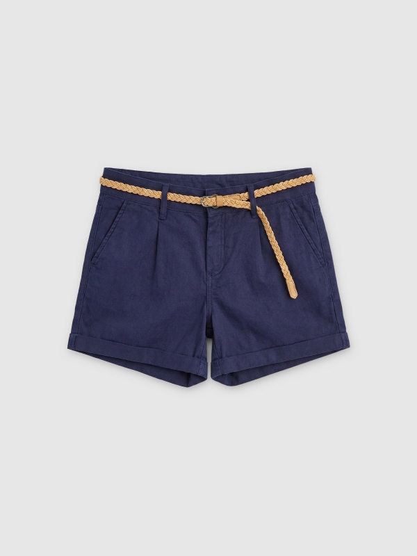  Short pinzas cinturón azul marino vista frontal