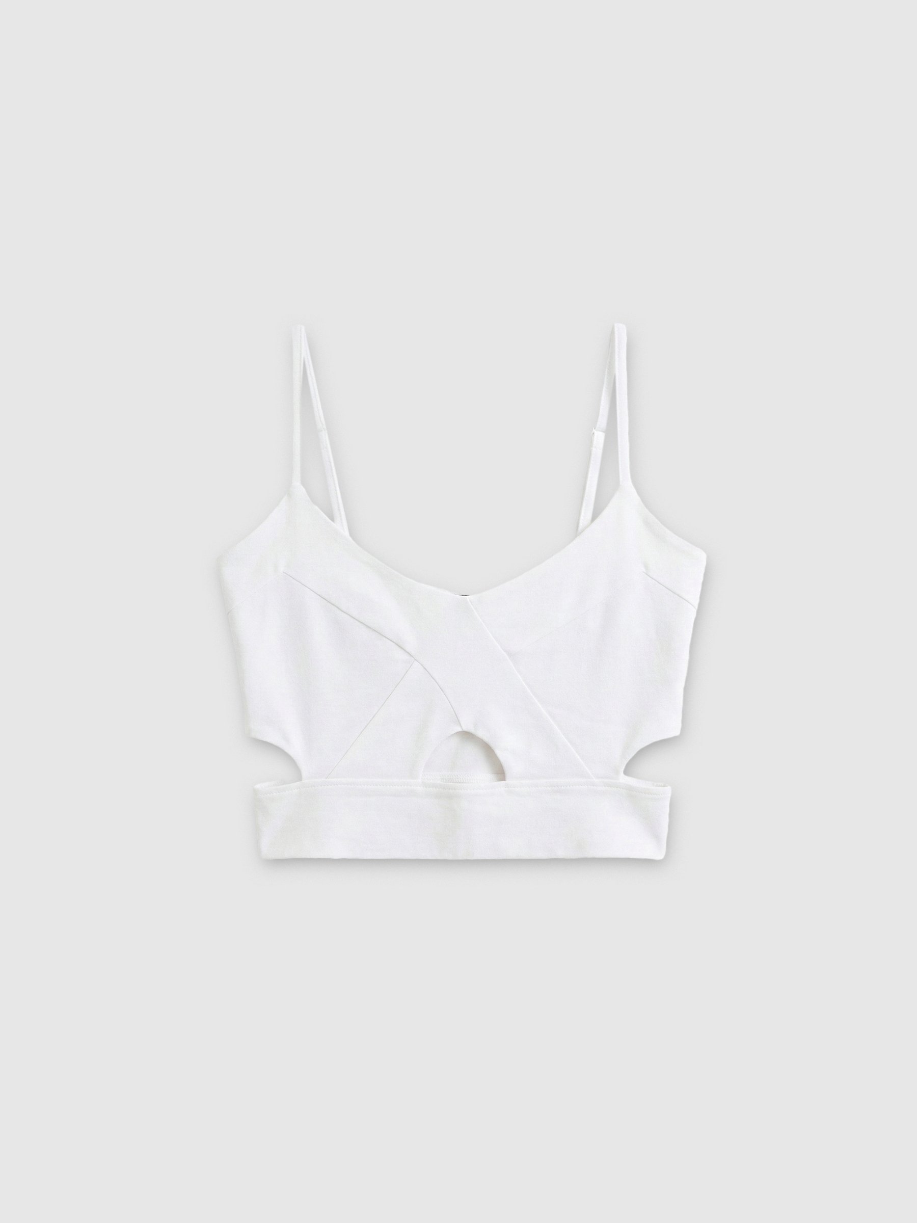 Top cut out blanco vista media frontal