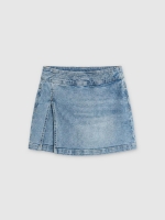 %Pto% Saia-calça jeans com zíper azul vista frontal