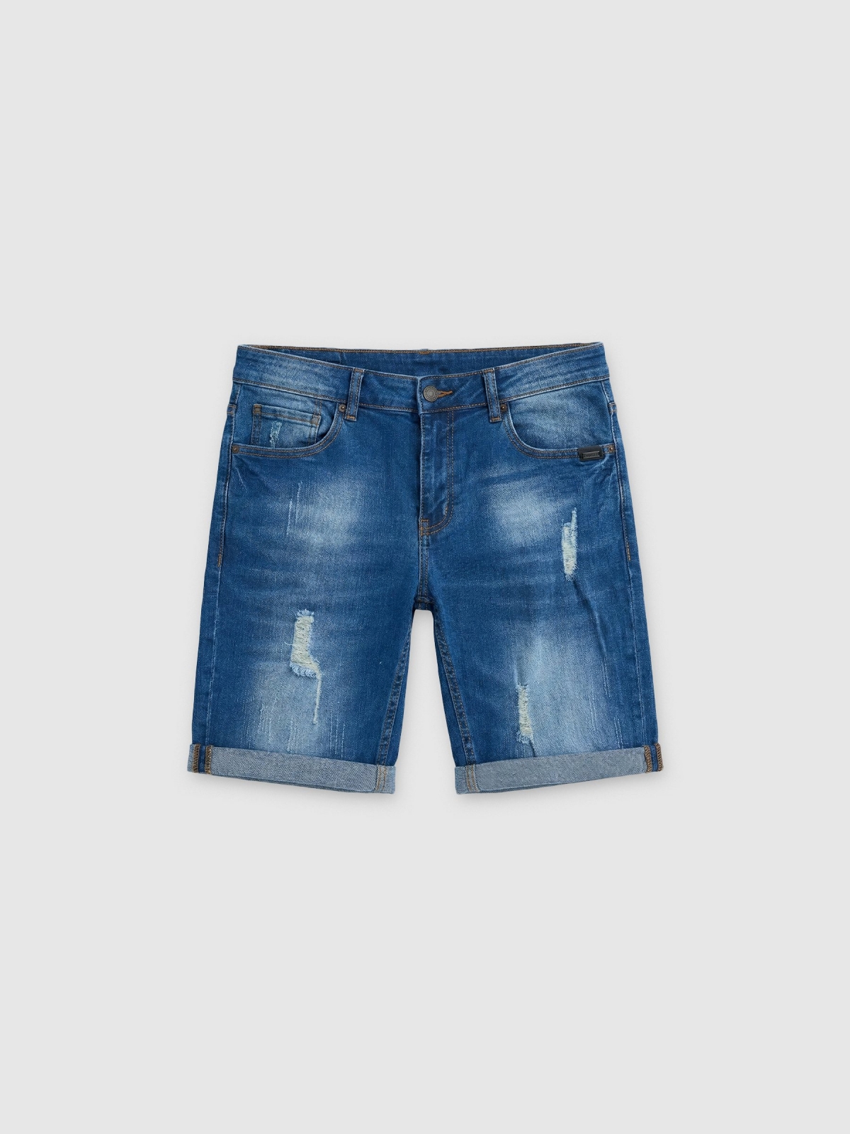 %Pto% Bermuda jeans rasgados azul vista frontal
